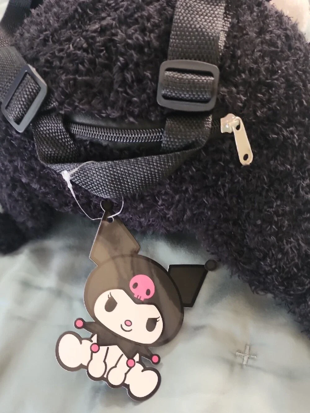 Sanrio Kuromi Plush Cat Toy - Black, White & Pink Details